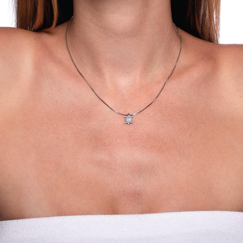 Tortuga | 925 Sterling Silber | Halskette mit Meeresschildkröte-Unendlichkeitsverschluss
